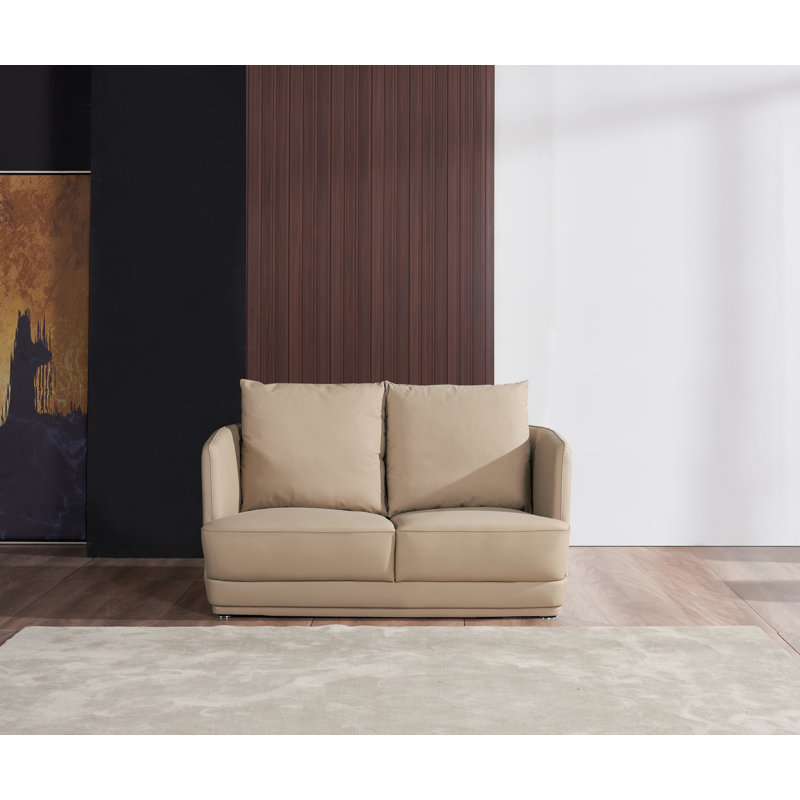 Glamour Loveseat, Tan/Brown Genuine Leather