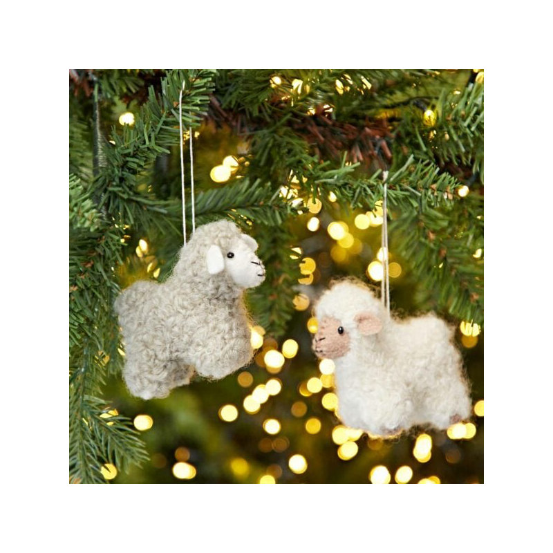 9cm Handmade Wool / Felt Hanging Figurine Ornament, White