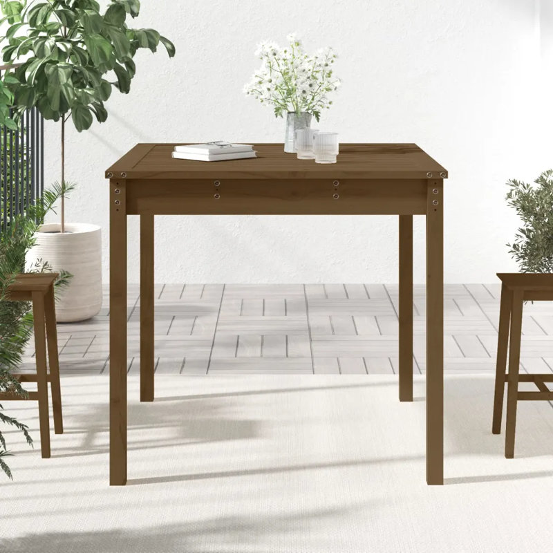 Lashelle Square Pine Solid Wood Outdoor Dining Table - 82.5 cm W 82.5 cm D, Honey Brown