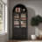 Tall Arched Top Cabinet Bookcase with Glass Doors and Drawers for Kitchen, Workspace-343128346