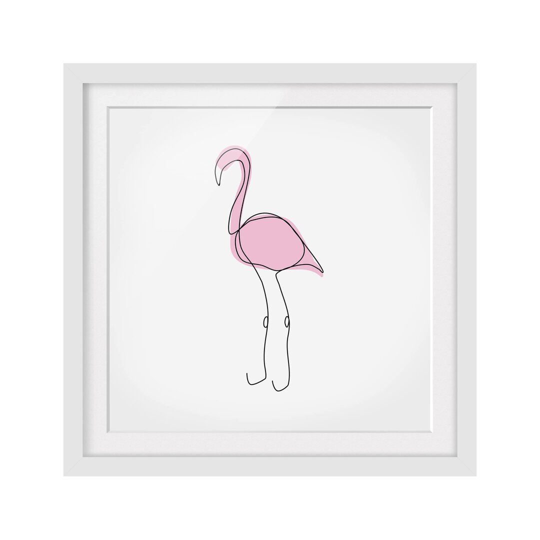 Gerahmtes Poster Flamingo Line Art