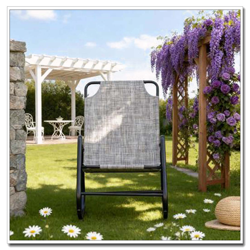 Chaise berçante d'extérieur en tissu, Gris