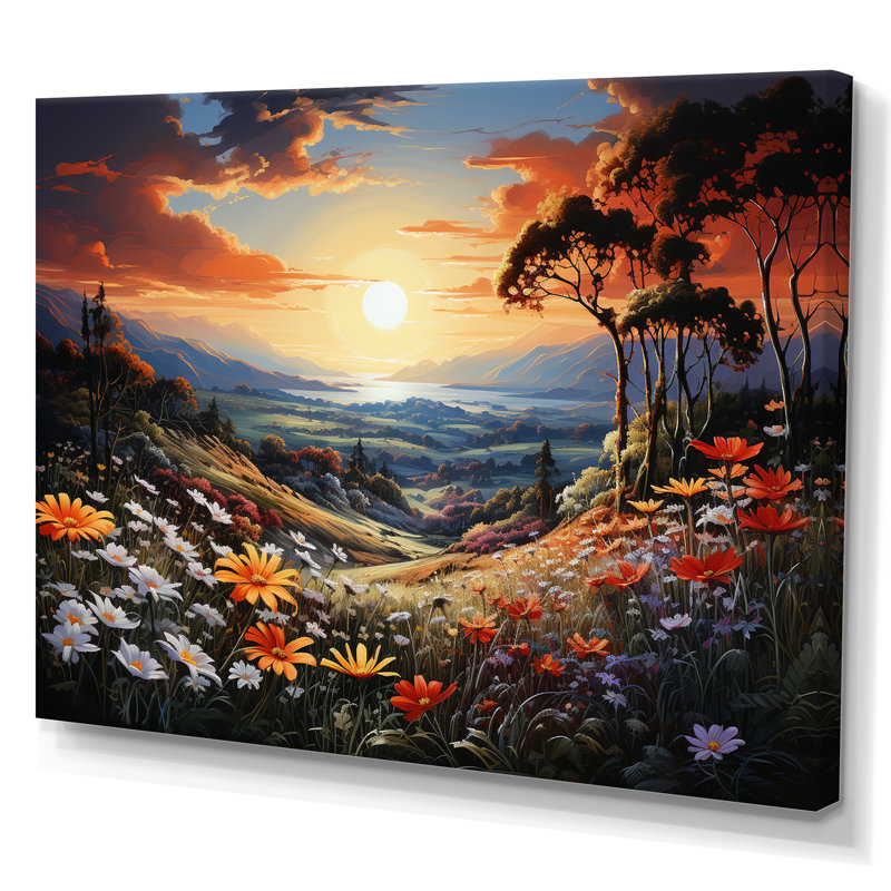 Wildflowers Sunlit Meadows sur toile, H 34 po x l 44 po x P 1,5 po, Toile tendue