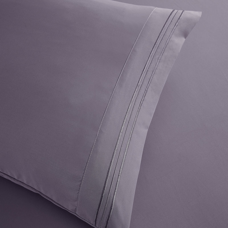 Double Brushed Hotel Luxury Sheet Set with Extra Soft Sheets & Pillowcases, Twin Sheet, Grayish Purple