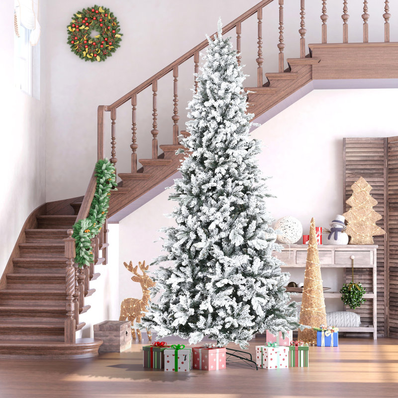 Arbre de Noël artificiel 9 pieds avec feuilles enneigées, 616 branches, ouverture automatique, décor des Fêtes, arbre, décorations de branches, ignifuge, ornement
