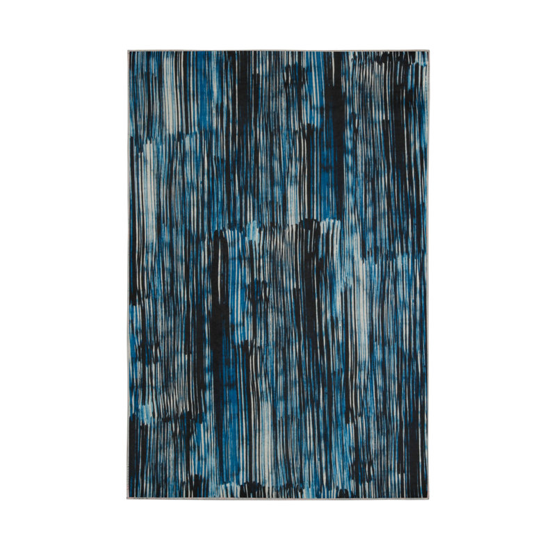 Tapis de couloir souple 2,6 x 4,9 pi | 100% polyester, hauteur de poils de 0,04 po | Antibactérien, antidérapant sous la surface | Tissé avec impression numérique 3D | Lavable à la machine | Durable et élégant pour les vestibules et les salons