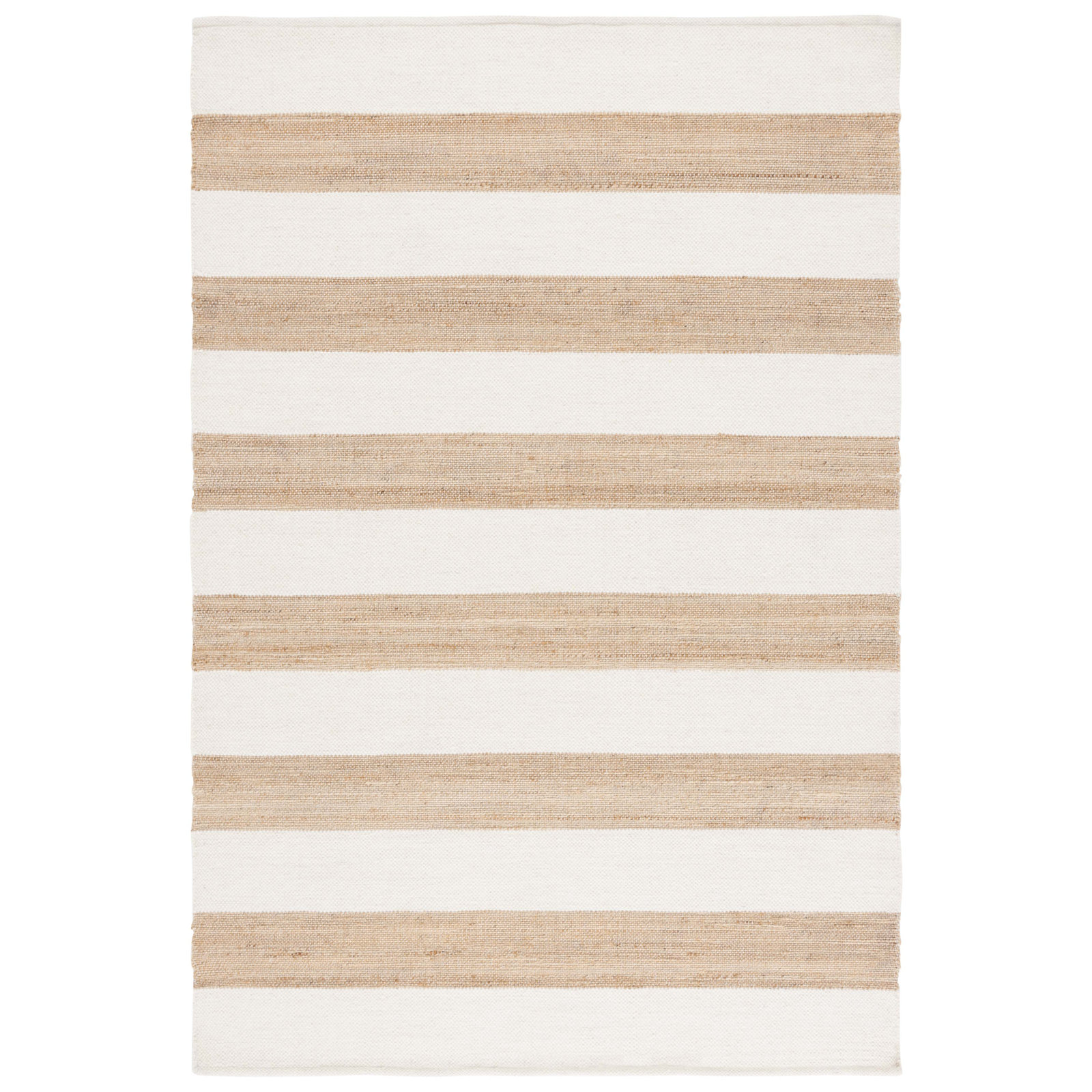 Hand-Woven Striped Jute Wool Rug, Rectangle 5' x 8'