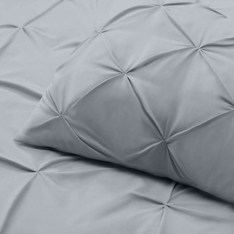 Ensemble de housse de couette plissÃ©e en tissu doublement brossÃ©, Housse de couette grand et 2 taies décoratives