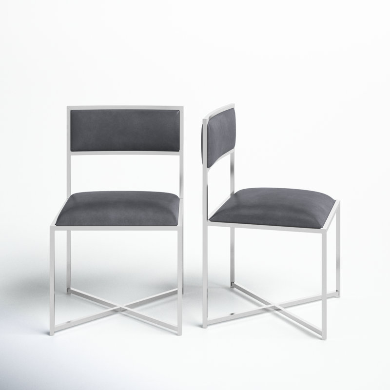 Malen 19.5'' H Faux Leather Upholstered Side Chair, Cobalt