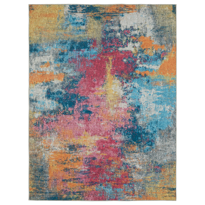 Ratchford Washable Abstract Indoor Rug, Rectangle 7'6" x 10'