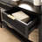 Narrow Console Table with Drawers and Shelf, Fluted Design, Modern Wood, Onyx Birch-1226769318