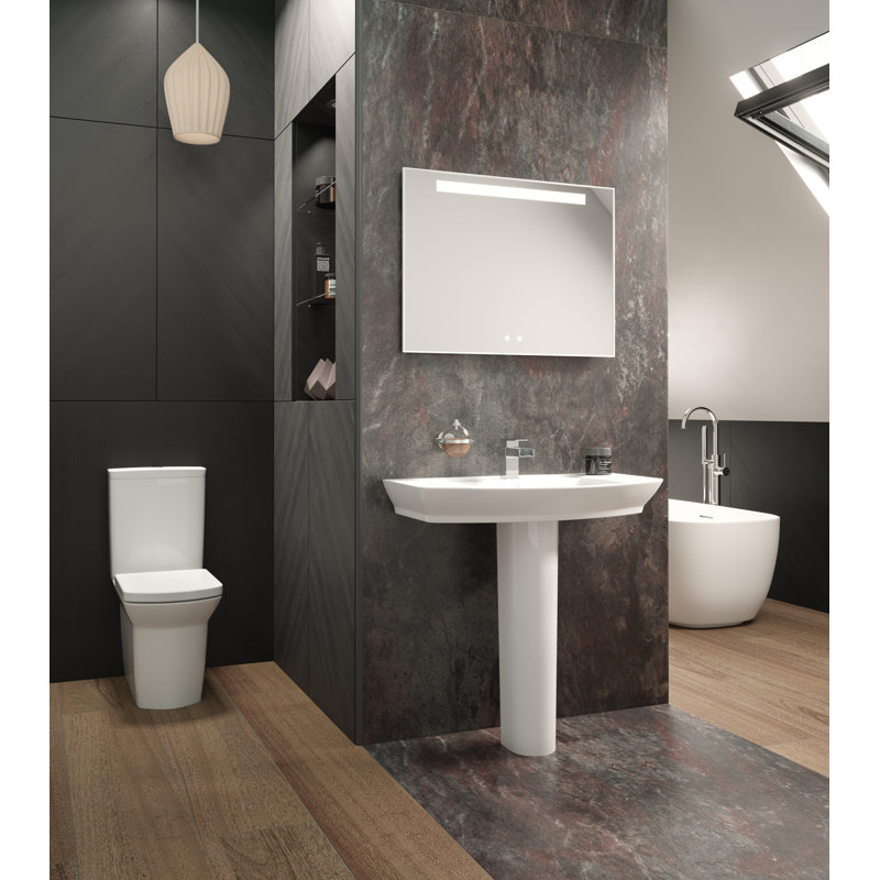 Maya Vitreous China Rectangular 465mm Full Pedestal Basin