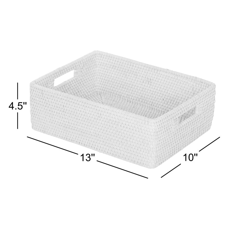 Rosecliff Heights Bavan Rattan Basket, White Wash