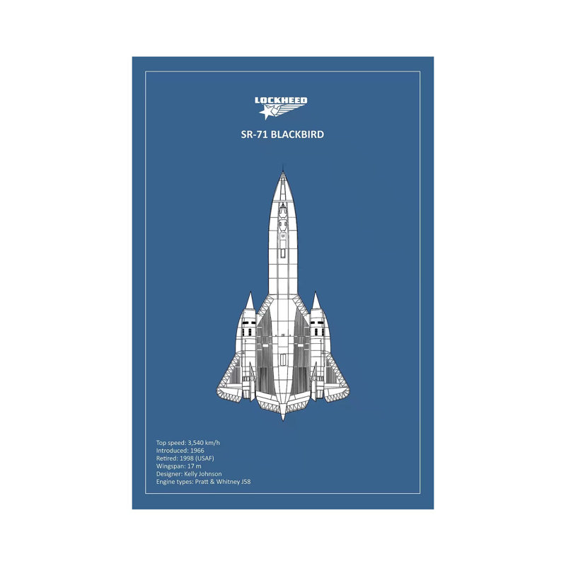 BP Lockheed SR-71 1 Piece Wall Art on Canvas, 20.32 cm H x 30.48 cm W, Wrapped Canvas