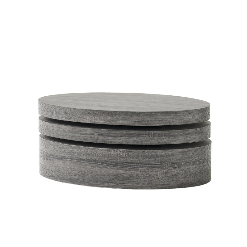Black Oval Rotatable Coffee Desk With Rotating Function And Minimal Assembly Modern Surfaces
