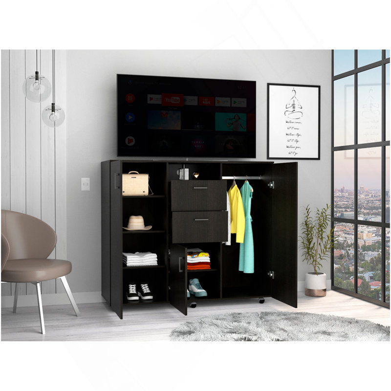 Commode à double porte Quizz, chambre à coucher, noir