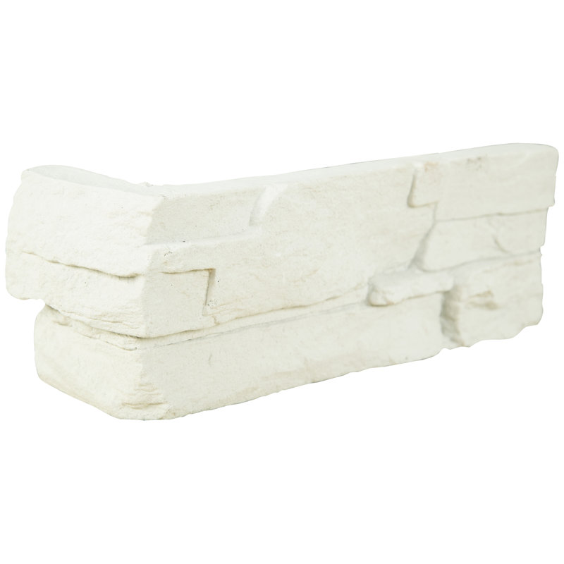 Terraforma 9 in. x 20 in.Manufactured Stacked Stone Ledger Corner Wall Tile, Oslo Pearl