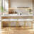 24 Inch Counter Height Bar Stools, Upholstered Bar Stools For Kitchen Island, Counter Stools With Faux Leather Cushion And Sturdy Metal Frame, Modern Barstools, White And Gold
