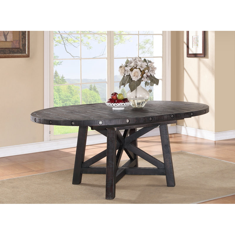 Messerly Extendable Pine Round Solid Wood Dining Table