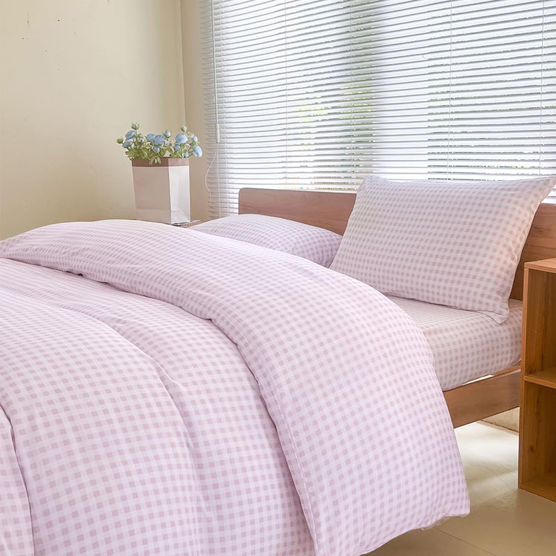 Gingham Duvet Cover Set, Grid Simple Geometric Square Pattern Comforter Cover, Soft Plaid Washed Microfiber Bedding Cover