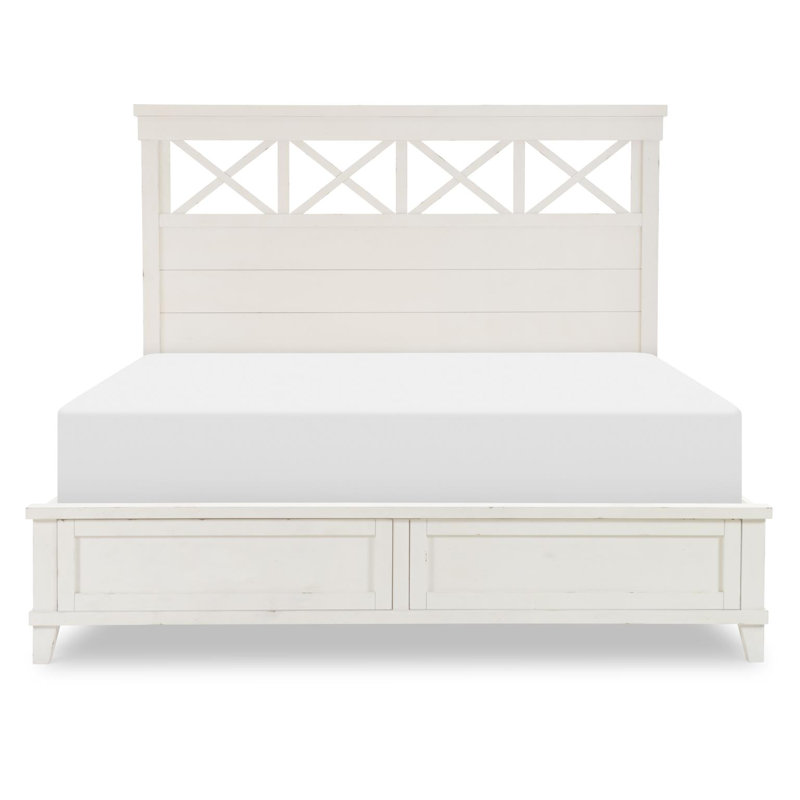 XXX's And OOO's King Size Cotton Finished Hardwood Solids and Birch Veneers Panel Bed, King, White