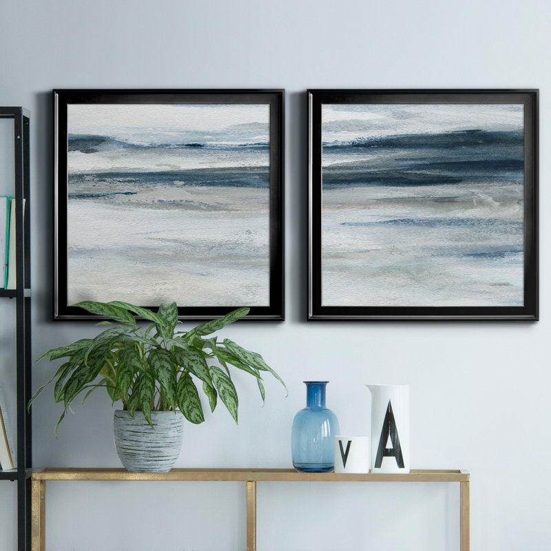 Océan II - impression sur toile encadrée 2 pièces, Noir, H 26,5 po x l 53 po x P 1,5 po