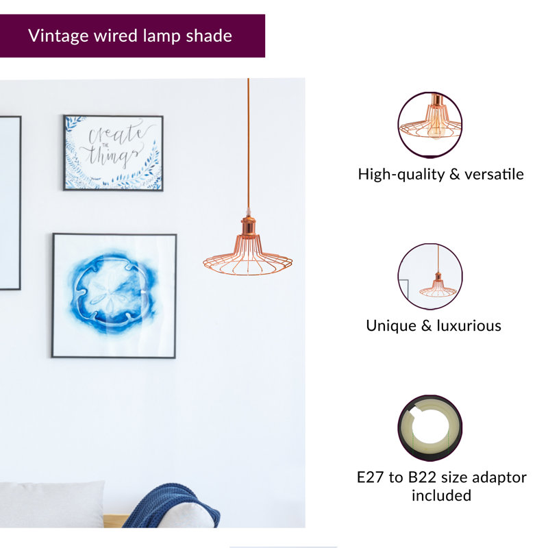 10cm H Metal Bell Pendant Shade ( Screw On ) in Rose Copper