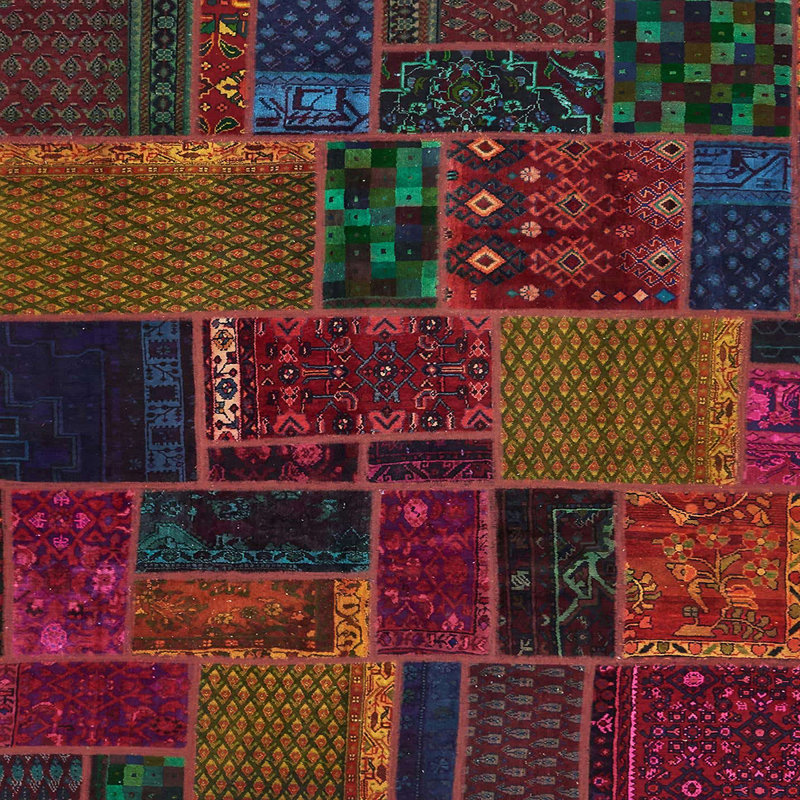Tapis décoratif multicolore à motif abstrait, Carré 4 pi