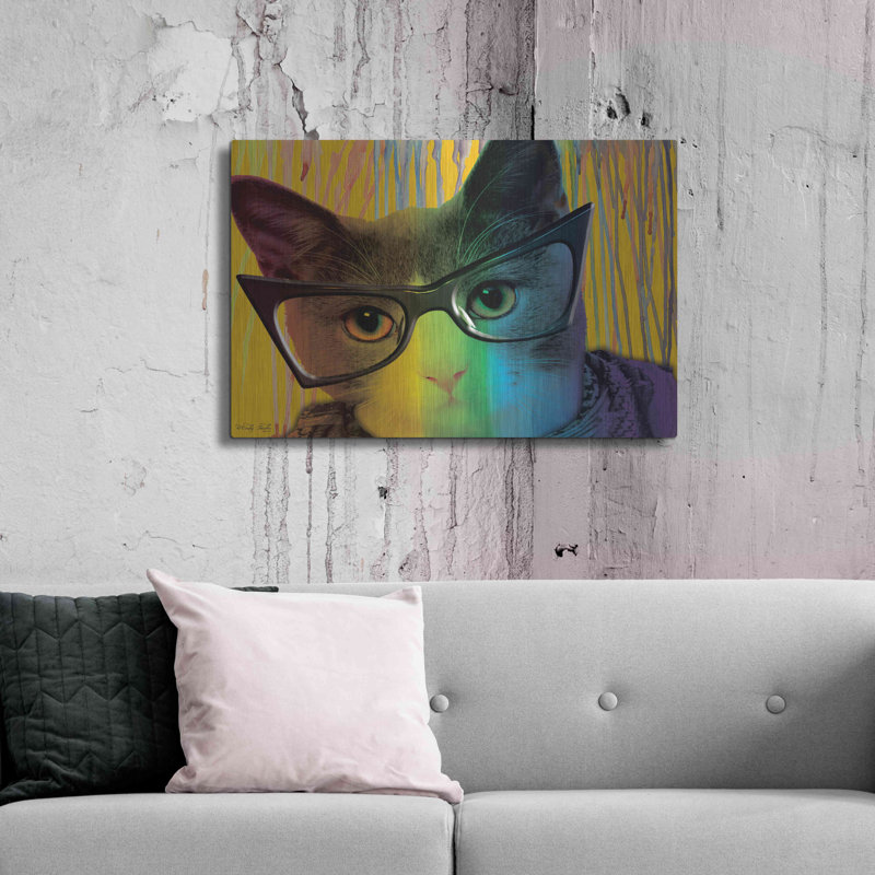 «Cat In Glasses» par Cindy Jacobs, H 24 po x l 36 po