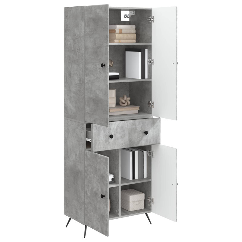 4 -Door 4 Storage Cabinet, Concrete Grey