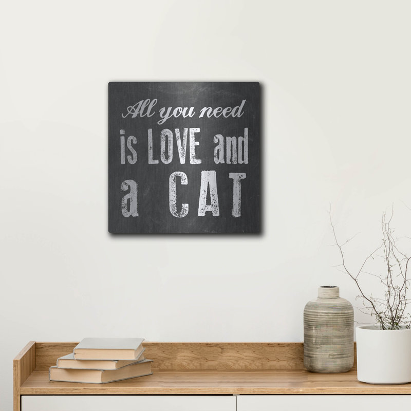  «All You Need Cat» par Erin Clark, art mural en métal, 24 po x 24 po, H 12 po x l 12 po