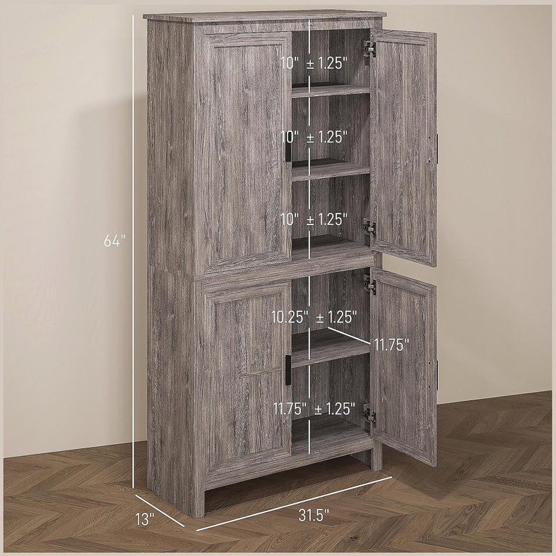 Freestanding Storage Cabinet, Kitchen Pantry with Adjustable Shelves
