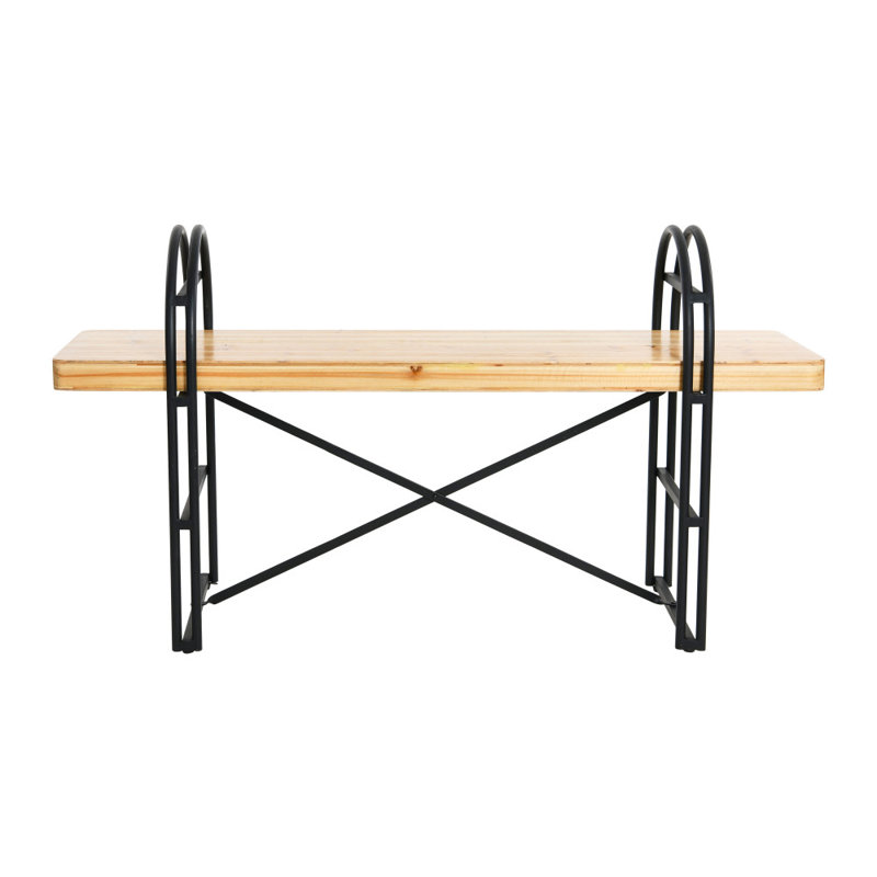 Eitri Wood and Metal Bench, Brown/Black