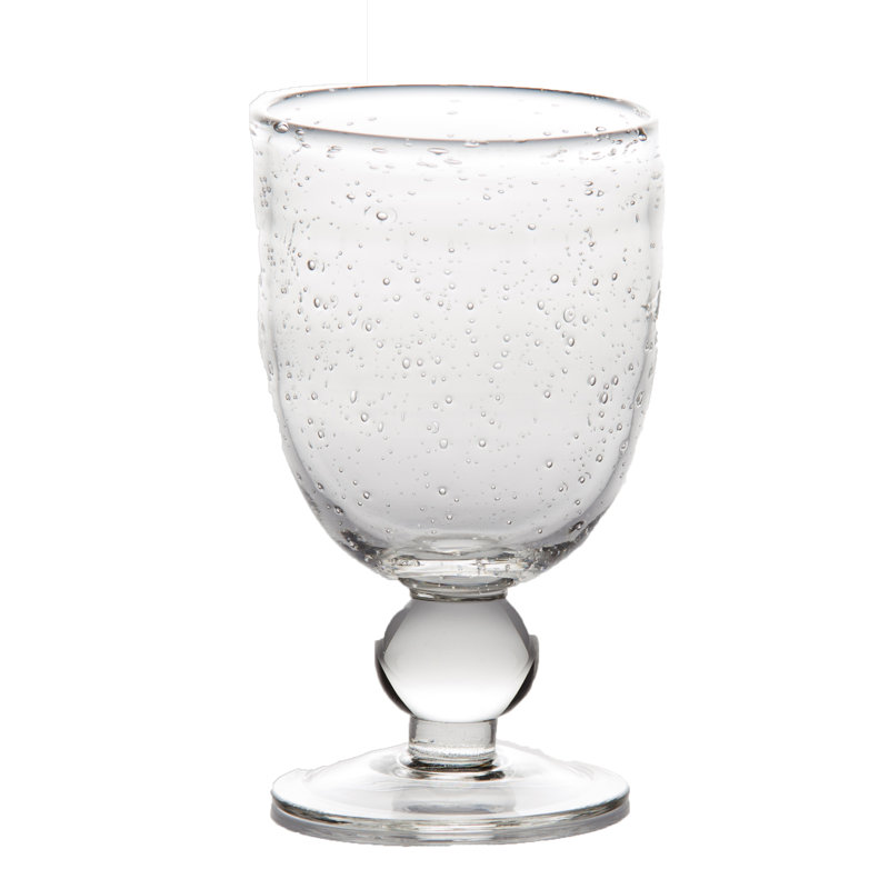 Handmade Clear Glass 8oz Bubble Wine Goblet Set