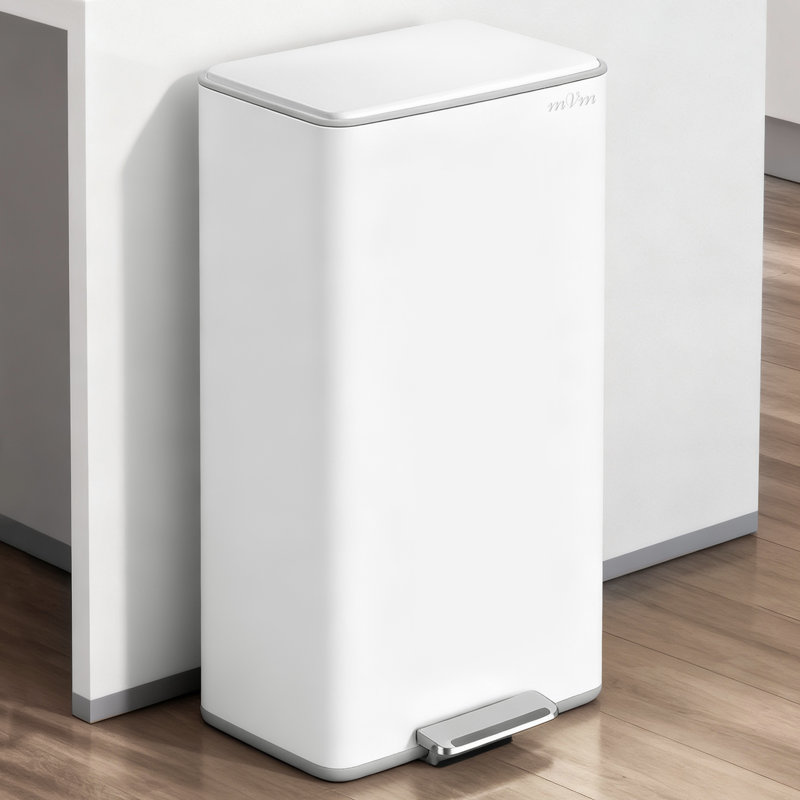 Poubelle en acier inoxydable (blanc) Mvm Kitchen, Blanc