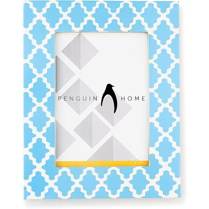 Bevelled Picture Frame, 21cm H x 16.7cm W x 21.7cm D, Blue