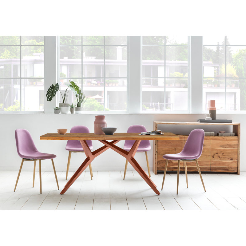 Schwab Teak Solid Wood Top Metal Base Dining Table, H76 x L180 x W100cm, Bronze