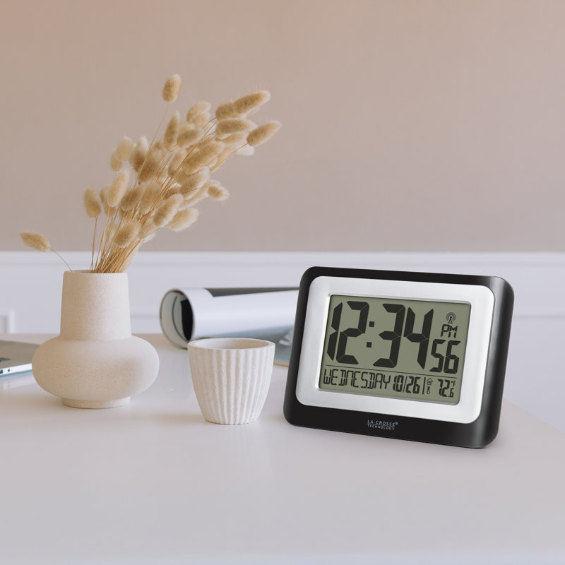 Horloge numérique numérique avec température intérieure, Noir / blanc