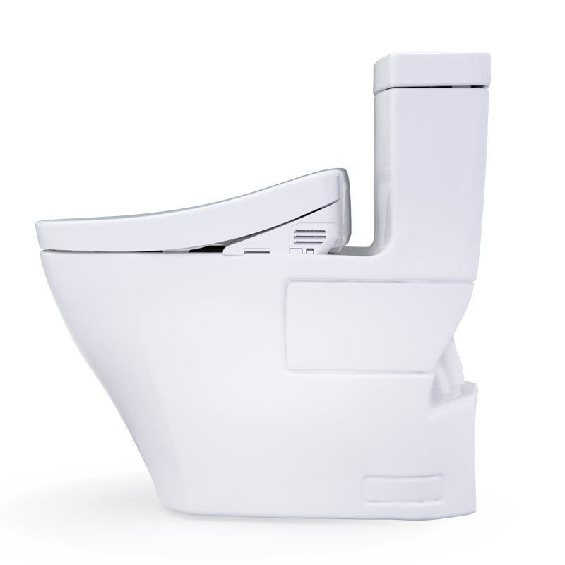 TOTO® WASHLET+® Aimes One-Piece Elongated 1.28 GPF Toilet and WASHLET S2 Bidet Seat, Cotton White - MW6263346CEFG#01