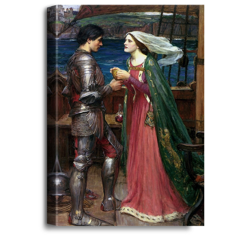 «Tristan and Isolde with the Potion» par John William Waterhouse, reproduction d'art sur toile, estampe numérique
