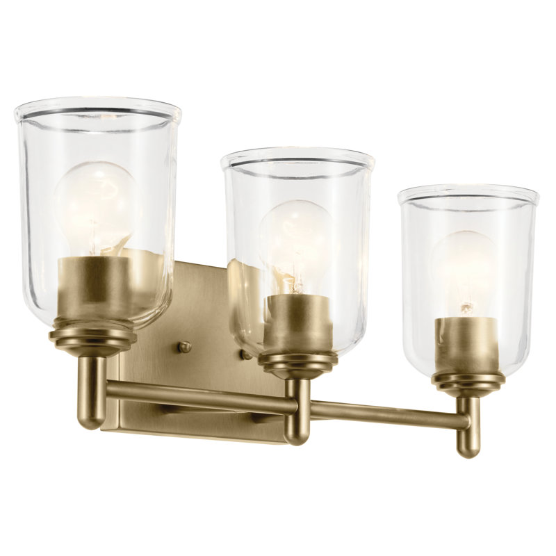 21" 3-Light Vanity Light with Clear Glass, Brass