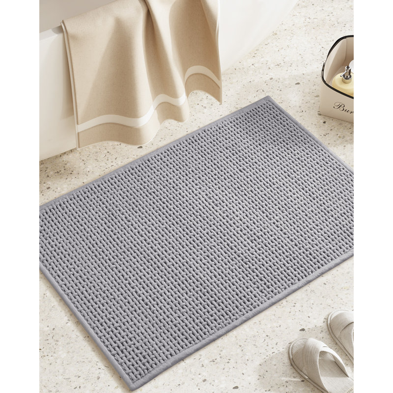Tapis pour salle de bain en chenille antidérapant Bairoil, Simple - l 23,5 po x L 35,5 po, Gris foncé