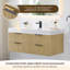 Meuble-lavabo mural simple Livia de 48 po avec lavabo encastré blanc en imitation bois, sans miroir.