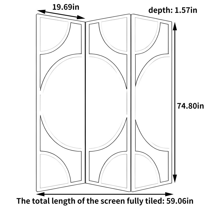 Cloison pliante 74,8 "H, H 74,8 po x l 59,06 po x P 1,57 po, Noir, noir, noir, noir