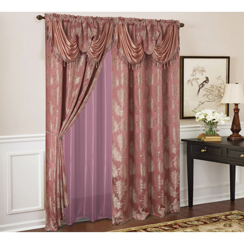 Panneau de rideau simple semi-diaphane Volkman, Rose