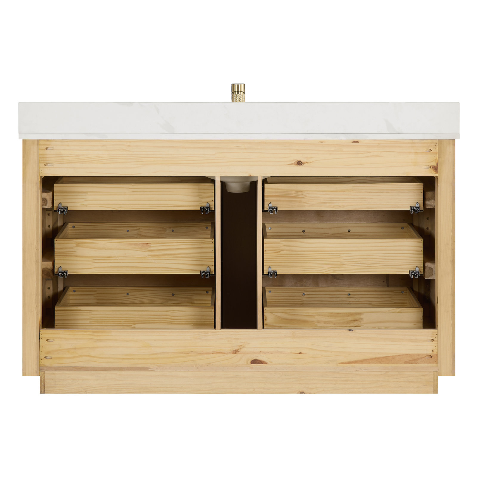 Porto 55'' Single Bathroom Vanity, Dark Brown Oak, Gold