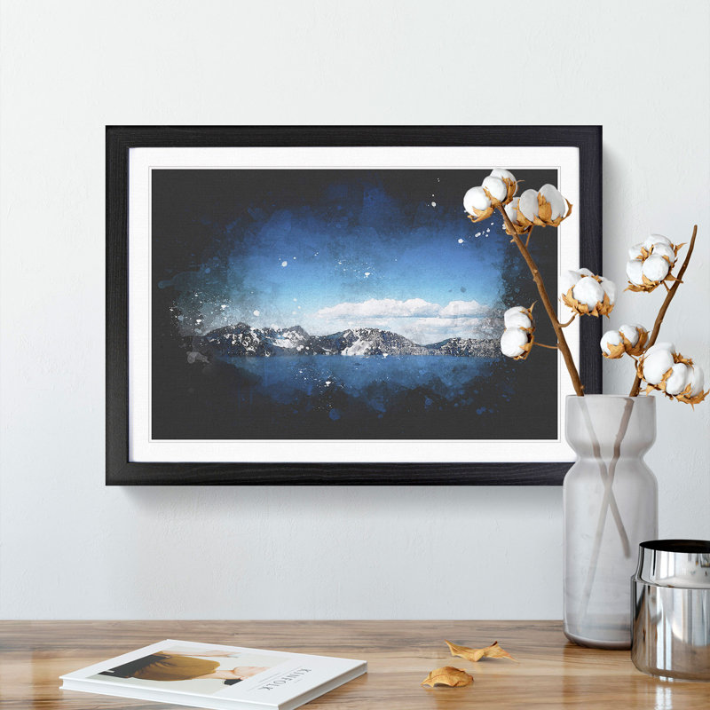 Crater Lake in Oregon - Framed Print, 45cm H x 63cm W x 2cm D, Black Framed