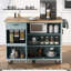 Îlot de cuisine avec comptoir pliable, chariot de rangement de cuisine avec tablette coulissante, porte-serviettes et tiroir, chariot de cuisine sur roulettes, pour la cuisine, le salon, la salle à manger-714504811