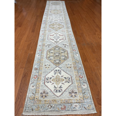 One-of-a-Kind 2'9" X 16'1" Runner Wool Area Rug Light Gray