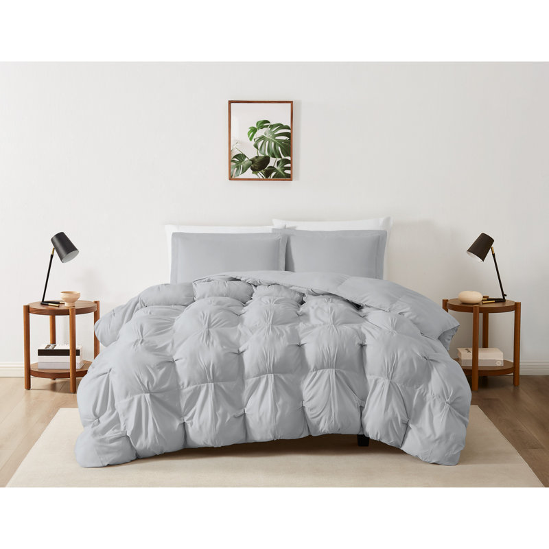 Napperon vraiment doux - rembourré, microfibre douce, Gris, Édredon pour grand lit + 2 taies décoratives